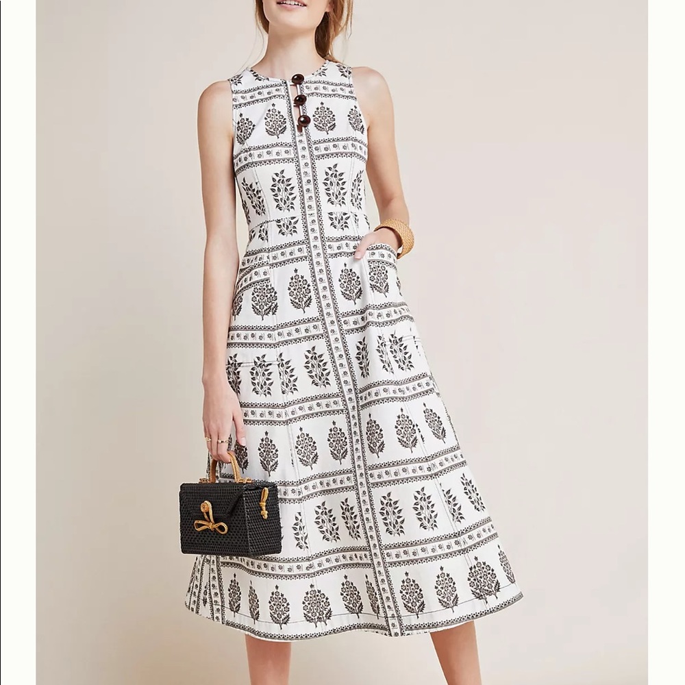 Anthropologie wood block midi dress size 0